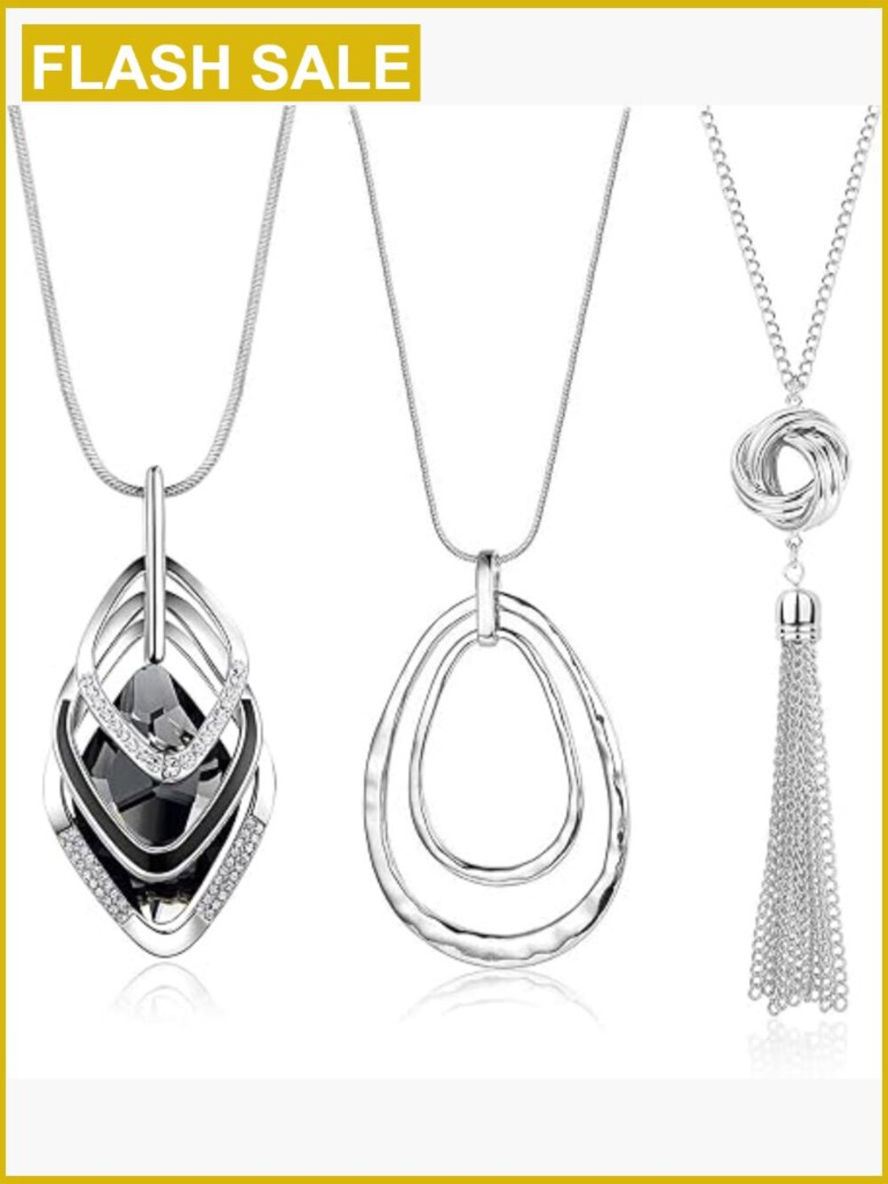3PCS Long Pendant Necklace Set Triple Stack Tassel Y Necklaces for Women